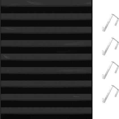 Daily Schedule Pocket Chart, Class Schedule with 10 Clear Pockets Plus 4 Over Door Hangers for Classroom Home School Schedule Organization & Time Management-Fits 4” Sentence Strips & Word Cards