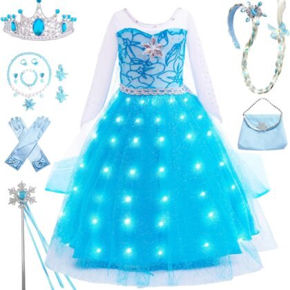Princess Dresses for Girls Princess Costume with Long Cape for Girls Birthday Halloween Party