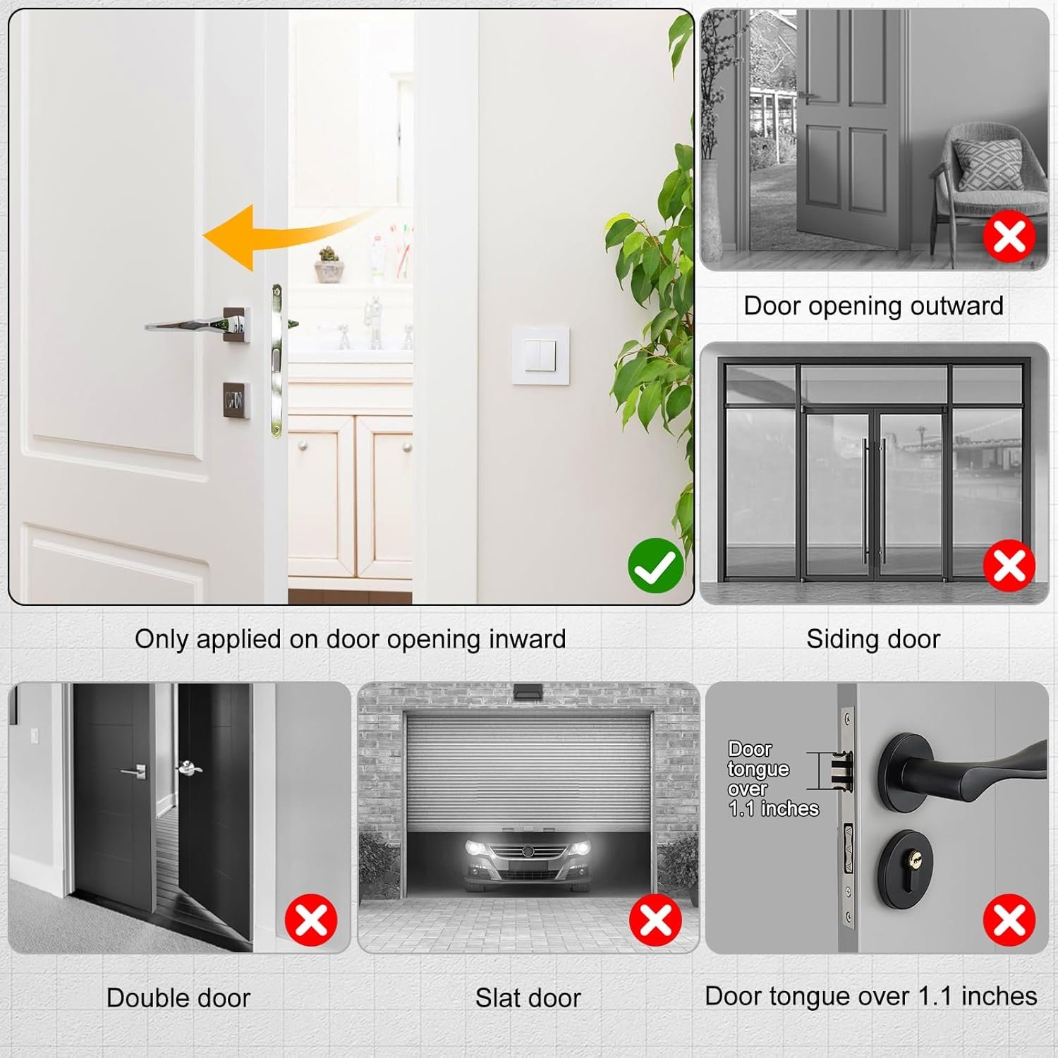 Portable Door Lock & Door Stop Alarm Set, Dual Protection for Privacy and Safety in Home Door Lock Kit, Door Alarm with 120dB Siren for Travel, Hotel, Apartment, College, Home - Image 4