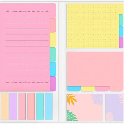 Sticky Notes Set, Post Self-Stick Notes Pads for Journaling Notebook Planner Study, Office Supplies College Essentials Back to School Supplies for High School Students Teen Girl Gifts Preppy