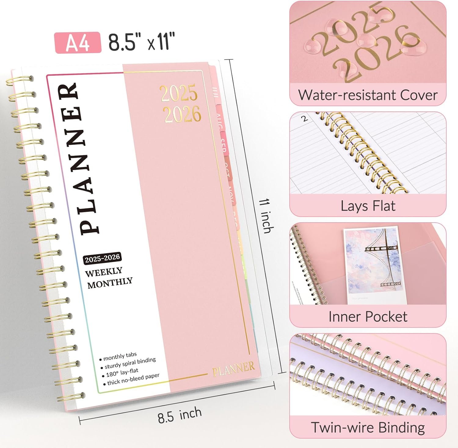 Teacher Planner 2025-2026, Forvencer Academic Planner from Jul 2025 - Jun 2026, 8.5"x11", Weekly & Monthly Calendar Planning Book with 7 Periods, School Lesson Agenda with Subjects, Pastel Teacher Student Supplies, Month Tabs, Purple - Image 4