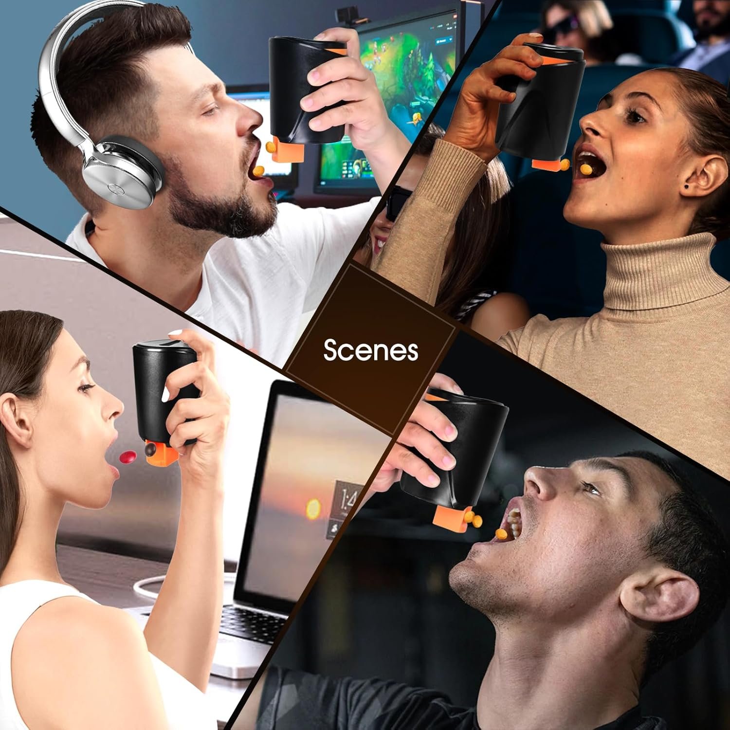 Portable Snack Dispenser, Keep Your Hand Clean, for Nuts, Candy, Cookies, Crackers, Small Snacks, for Game Lover, Home, Office, Car, 7oz (Orange) - Image 6