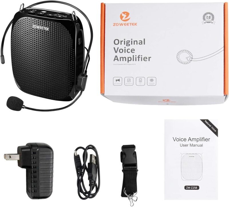 ZOWEETEK ZW-Z258 Portable Rechargeable Mini Voice Amplifier for Teachers with Wired Microphone Headset and Waistband,Supports MP3 Format Audio for Speech, Class, Training,Tour Guide,Power Amplifiers - Image 9
