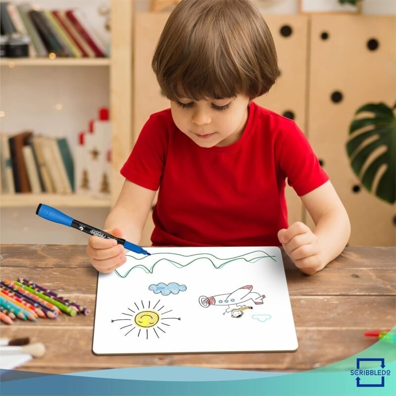 Scribbledo 24 Small White Board Dry Erase Boards Classroom Pack Mini White Boards 9" x12” Double Sided Personal Whiteboards for Students Teachers School Supplies Lapboards 24 Mini Erasers Incl - Image 9