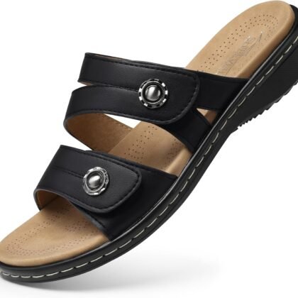 SHIBEVER Flat Sandals Women Dressy: Non Slip, Arch Support, Orthopedic, Plantar Fasciitis Comfortable Walking Sandal