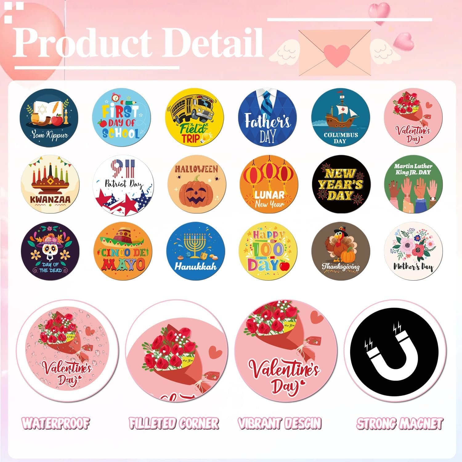 Holiday Magnets for Magnetic Calendar - 42Pcs Flag Day Last Day of School Patriot Day Halloween Refrigerator Calendar Magnets Seasonal Magnetic for Classroom Home Festival Whiteboard - Image 3