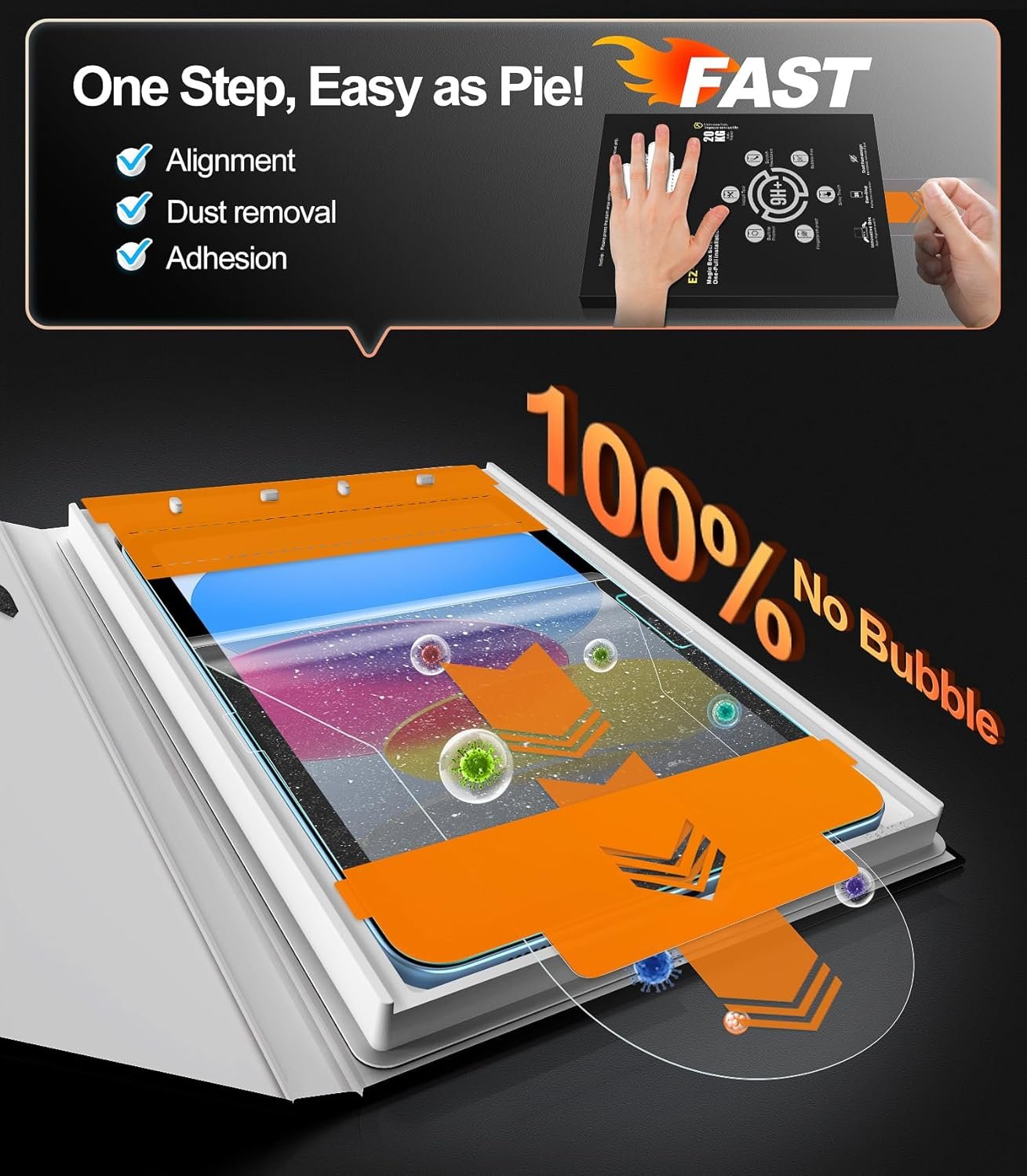 EZ-GLAZ-2 Pack Screen Protector for iPad 11th A16 11-in. /10th Generation 10.9-in. (2025/2022), 9H+ Hardness Tempered Glass with Easy Application Tray, Support Apple Pencil, Case Compatible, HD Clear - Image 3