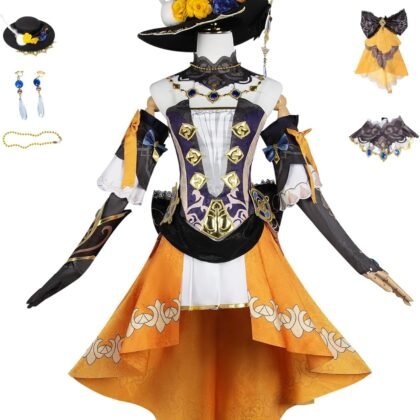 Cos-Animefly Navia Cosplay Costume geo game Cosplay Fontaine Dress Full Set With Hat Women Girls Halloween Party