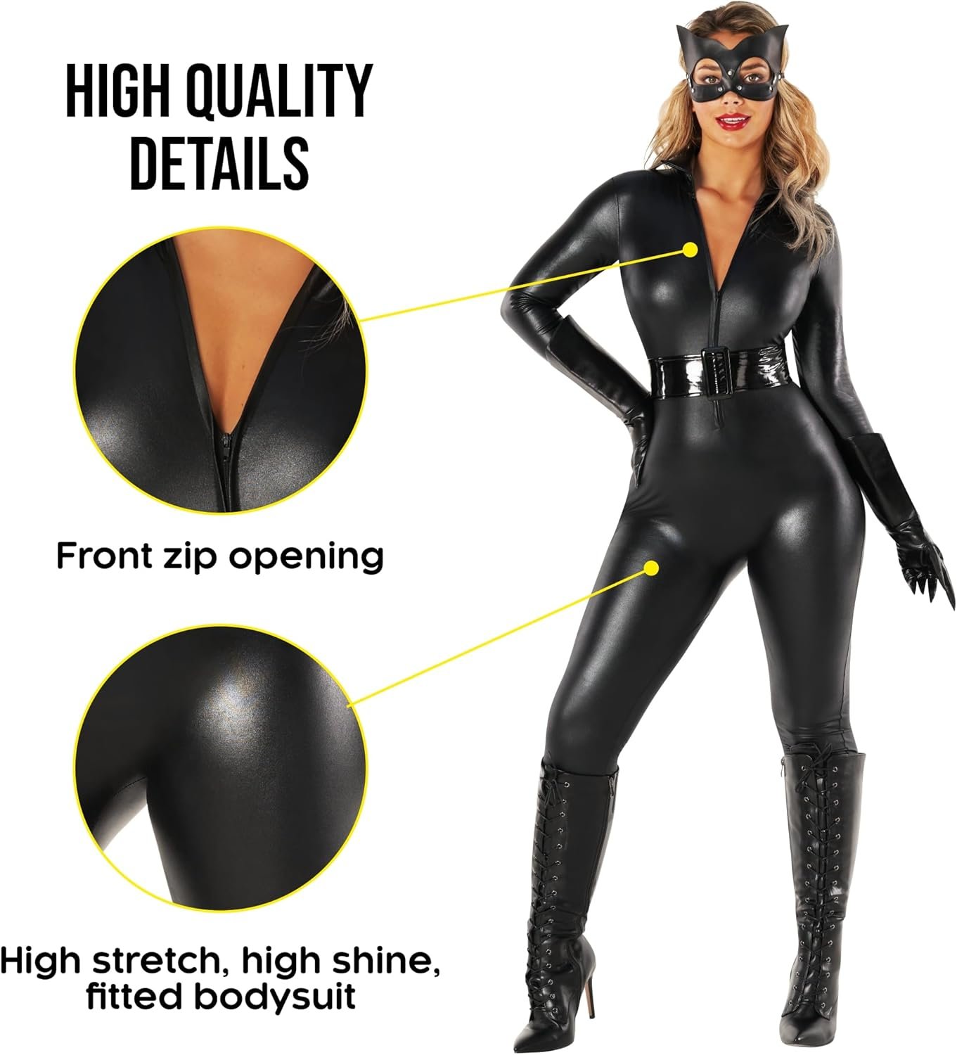 Morph Black Cat Woman Costume Outfit, Black Catsuit For Women Jumpsuit, Cat Costumes For Women, Womens Halloween Costumes - Image 4