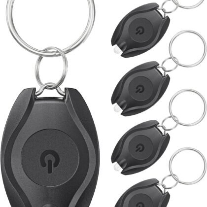 Uniclife 5 Pack LED Keychain Flashlight Mini LED Keychain Light 14 Lumen Portable Ultra Bright Battery Powered Key Ring Torch for Outdoor Camping Party Hiking and Emergency Lighting