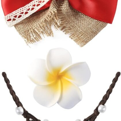 Princess Costume Accessories Women Red Hair Bow Necklace Flower Clips Role Play Dress Up