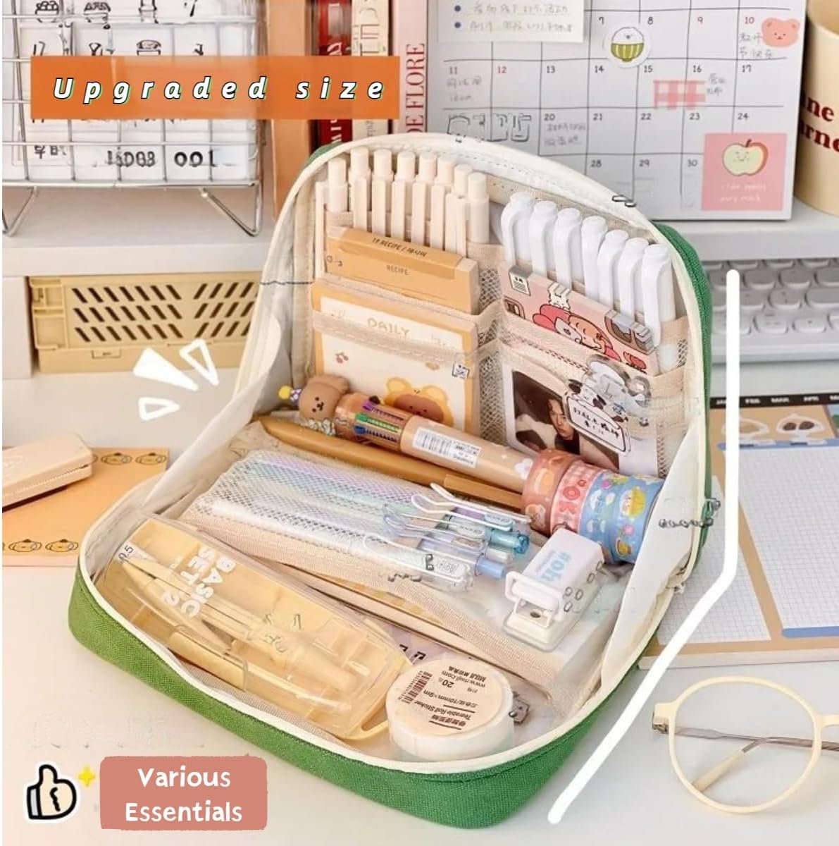 Pencil Case Pouch Box Cute Kawaii Large Capacity Aesthetic Zipper Pen Holder Organizer Bag for Office Workspace Supplies Desk Accessories Travel (Light Pink) - Image 5