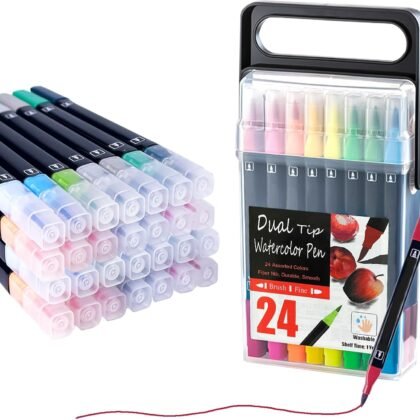 Double Sided Markers, Non Toxic Markers for Kids Ages 4-8, Water Based Vibrant Coloring Kids Marker with Reusable Carry Case