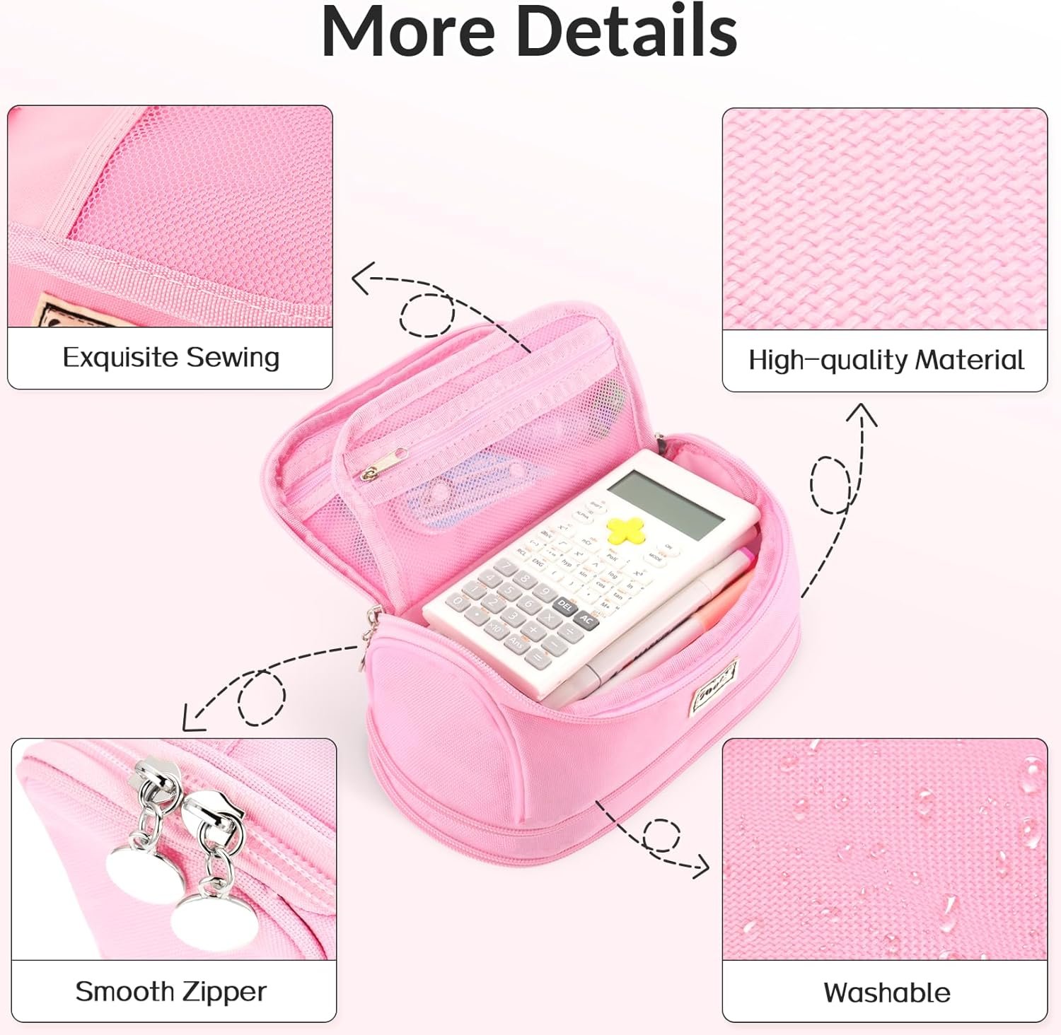 Sooez Super Large Pencil Case, Expandable Extra Big Capacity Pencil Pouch Pen Holder Box Organizer, Portable High Capacity Stationery Bag, Cute Aesthetic School Supplies For Teen Girls, College - Image 6