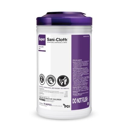 Super Sani- Cloth Germicidal Disposable Wipe, X-Large 5'' x 8'' Wipe, Pop Up Dispenser of 65