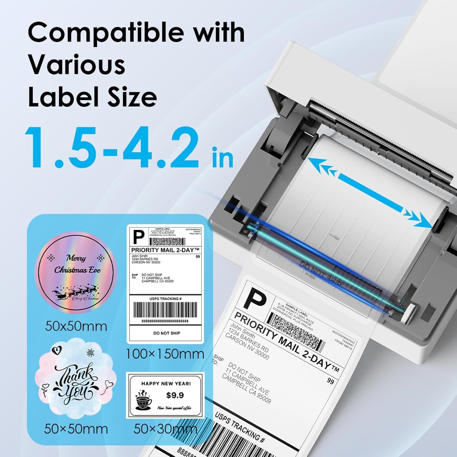Bluetooth Thermal Shipping Label Printer, 4x6 Portabel Thermal Address Label Printer for Small Bussiness, Compatible with iPhone,Android,Windows,Mac,Chromebook –Works with eBay Shopify USPS&More - Image 3