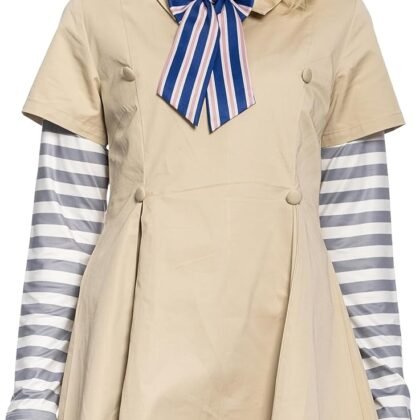 Megan The Doll Hallowen Costume Dress Shirt and Bow Womens Cosplay