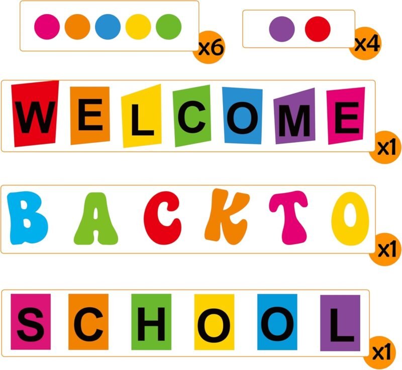 57pcs Signable Welcome Back to School Bulletin Board, Colorful Welcome Bulletin Board Sets for Classrooms, Round Confetti Pennants Welcome Back to School Bulletin Board Set Classroom Teacher Supplies - Image 7