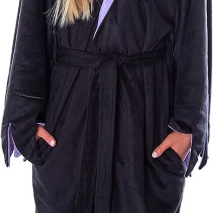 Disney Villains Women's Maleficent Costume Ultra-Soft Fleece Plush Hooded Robe Bathrobe