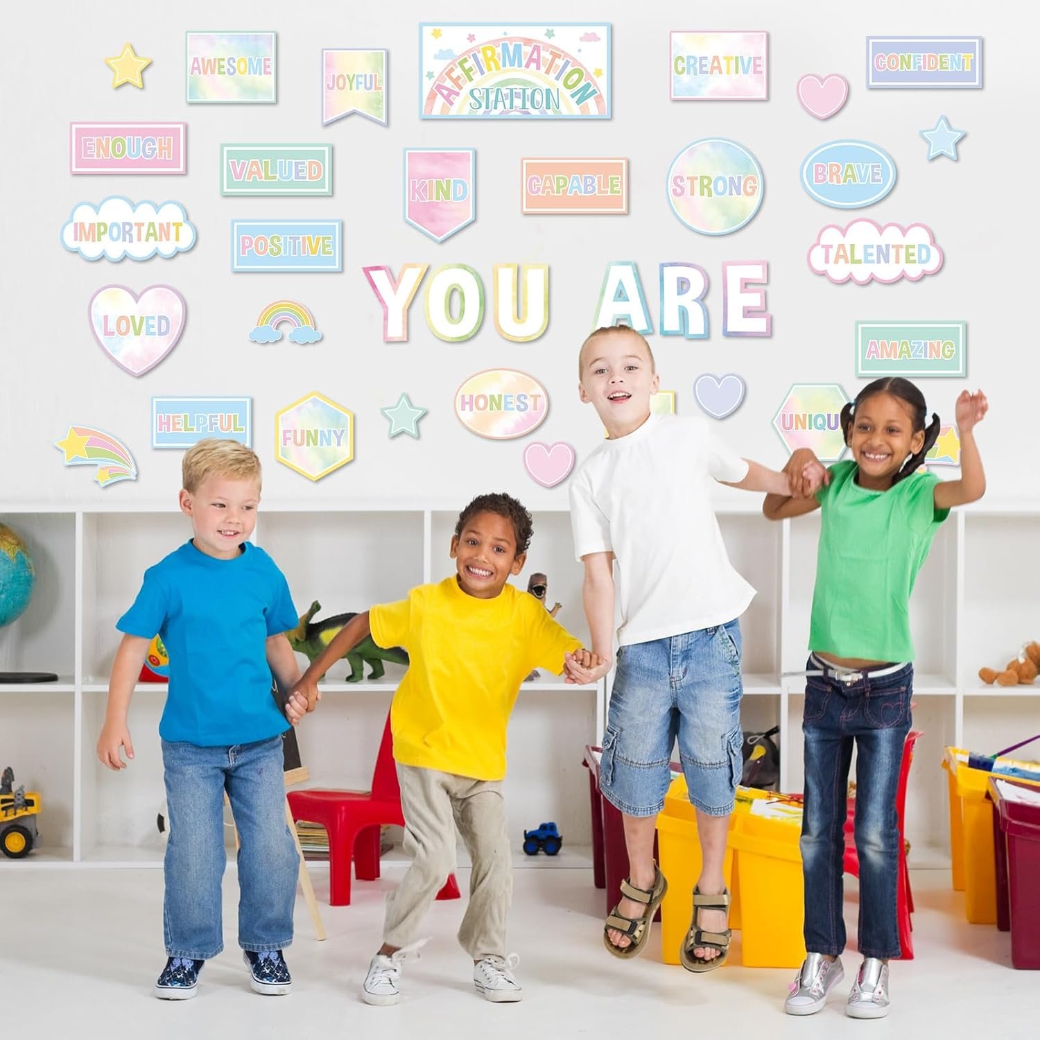 Pastel Affirmation Station Motivational Bulletin Board Set Pastel Rainbow Bulletin Board for Classroom Wall Decor Positive Affirmations Station Posters Mental Health Cutouts for Classroom Mirror Decor - Image 6