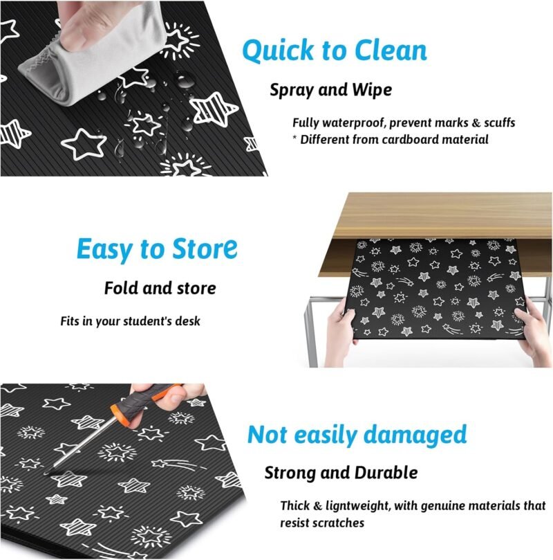 Black 24-Pack Desk Dividers for Students, Waterproof Plastic Study Carrel Divider, Durable Testing Dividers for Classroom Teacher Supplies, Easy to Clean Privacy Shield Folder Boards for Student Desk - Image 4