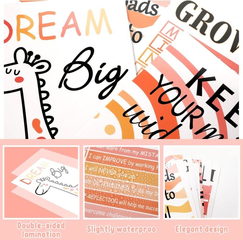 12 Simply Safari Inspirational Quotes Posters for Classroom Decor Signs Boho Neutral Motivational Bulletin Board Safari Themed Wall Art Growth Mindset Board Sign for Kids Kindergarten Unframed (8×10) - Image 3