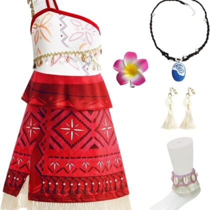 Esvaiy Moana Dress Up Costume for Girls, Fancy Princess Costumes for Halloween Christmas Birthday Party