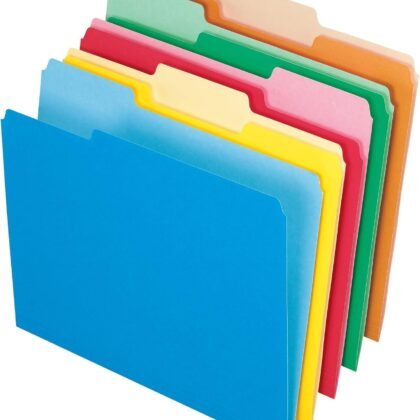 Office Depot File Folders, Letter, 1/3 Cut, Assorted Colors, Box Of 100, 97666