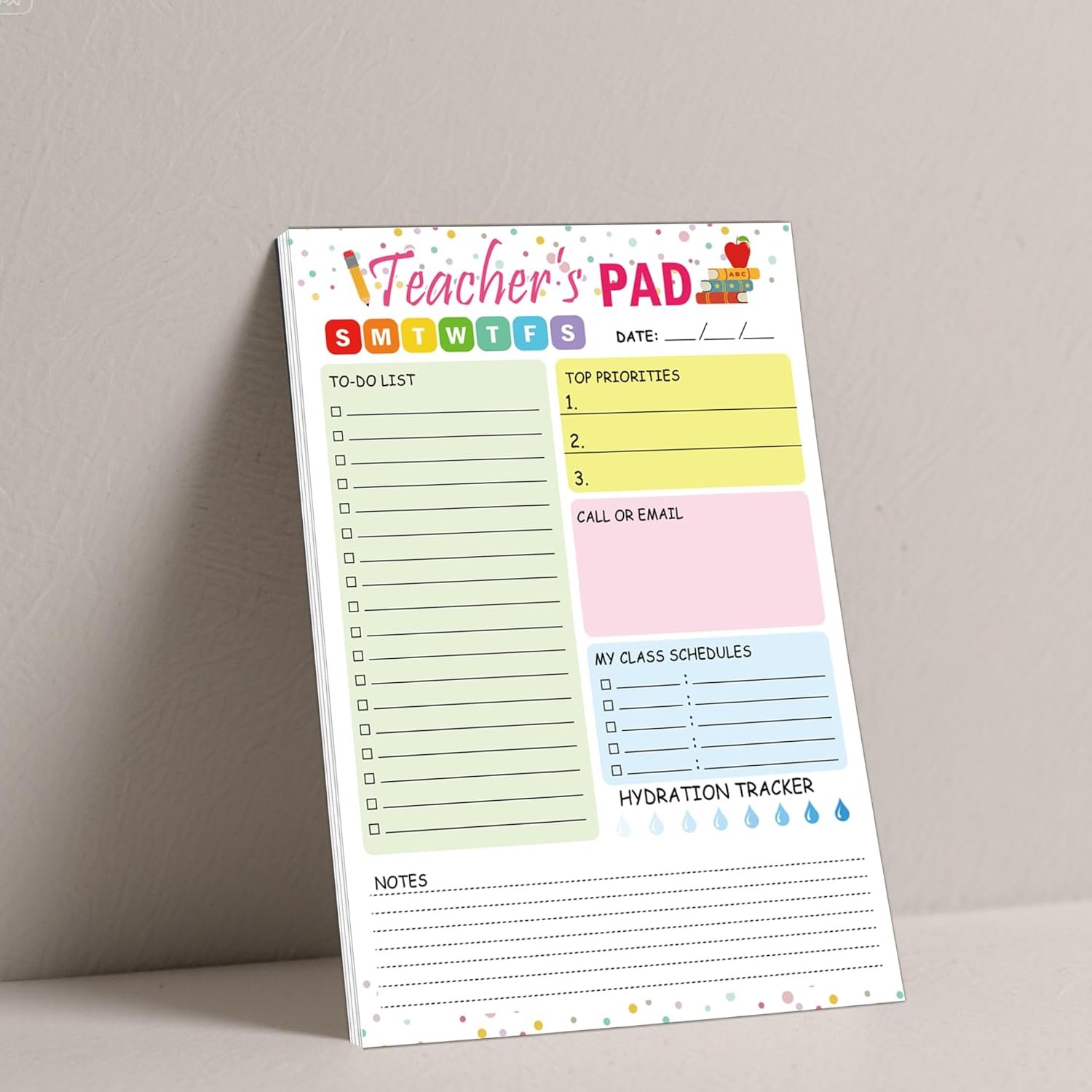 Teacher Notepad 5.5 x 8.3 Inch Checklist Daily Scheduler Sheets Tear-Off Daily to Do List Organizer Planner Sheets for Teachers Daily Tasks Notepad Appreciation 2 Pack - Image 8
