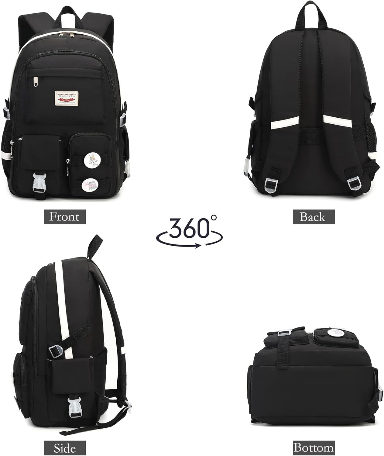 Makukke School Backpacks for Teen Girls - Laptop Backpacks 15.6 Inch College Cute Bookbag Anti Theft Women Casual Daypack,White - Image 5