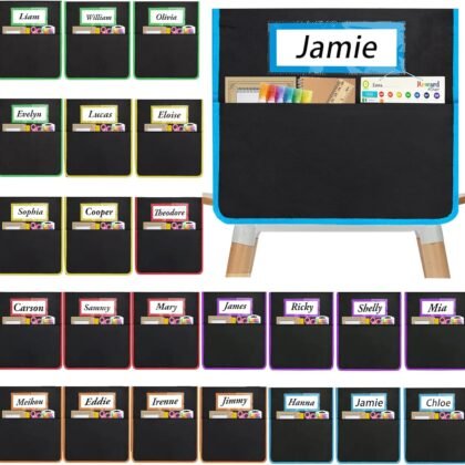 24 Pcs Chair Pockets for Classrooms, Student Chair Pockets, Classroom Chair Pockets, Seat Pockets for Classroom Chairs, Seat Sacks for Classroom Chairs, Seat Sack