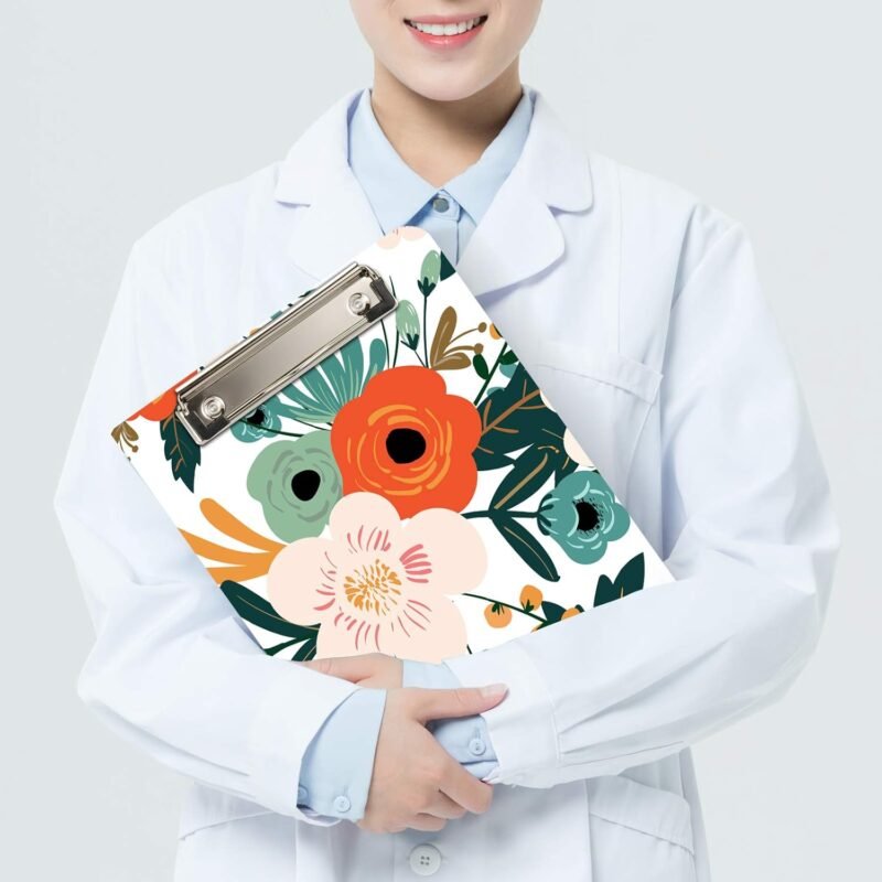 Hongri Clipboard Folio with Refillable Lined Notepad and Interior Storage Pocket for Students, Classroom, Office, Women, Man, Cute Custom Pattern, Size 12.8 x 9.2 in, Classic Flower - Image 8