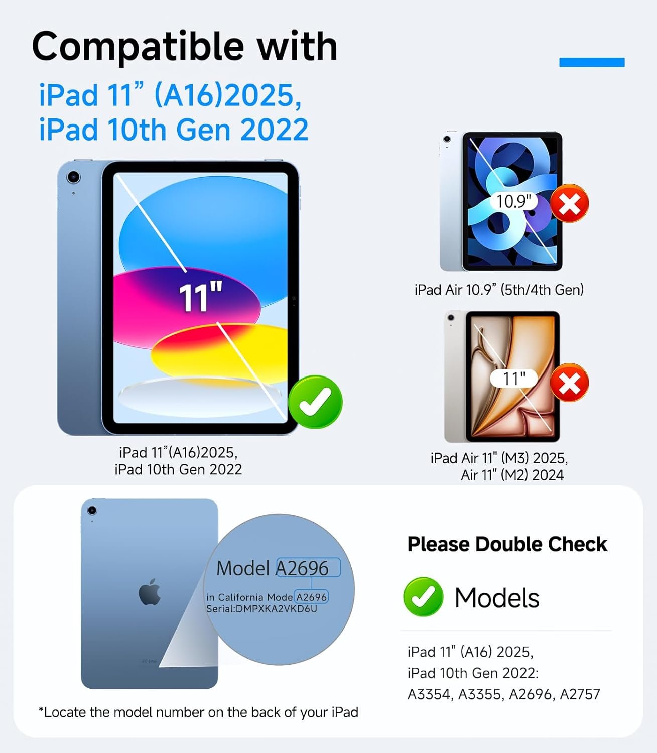 EZ-GLAZ-2 Pack Screen Protector for iPad 11th A16 11-in. /10th Generation 10.9-in. (2025/2022), 9H+ Hardness Tempered Glass with Easy Application Tray, Support Apple Pencil, Case Compatible, HD Clear - Image 2