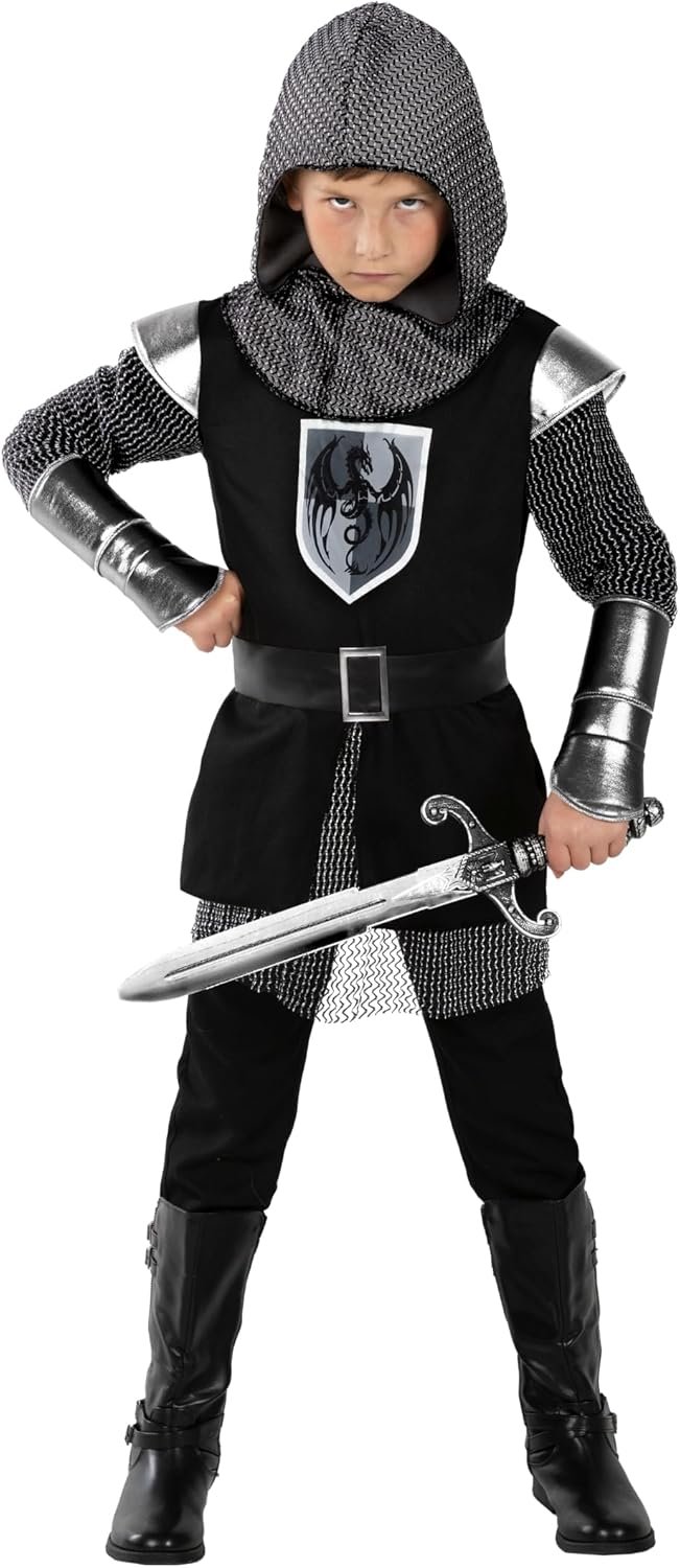 Morph Knight Costume For Boys - Black Medieval Knight Costume Kids - Warrior Halloween Costumes for Boys Renaissance - Image 4