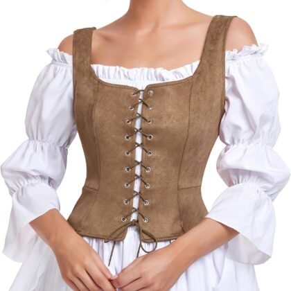 Century Star Renaissance Corset Costume Women Pirate Medieval Viking Floral Top Ren Faire Vest Victorian Plus Size Bodice