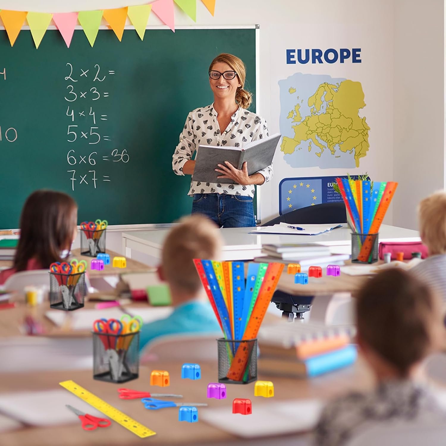 108 Pcs Back to School Supplies Kit Include 36 Clear Plastic Ruler 12 Inch 36 Safety Blunt Tip Student Scissors 36 Miniature Pencil Sharpeners with Cover for Classroom School Office - Image 5