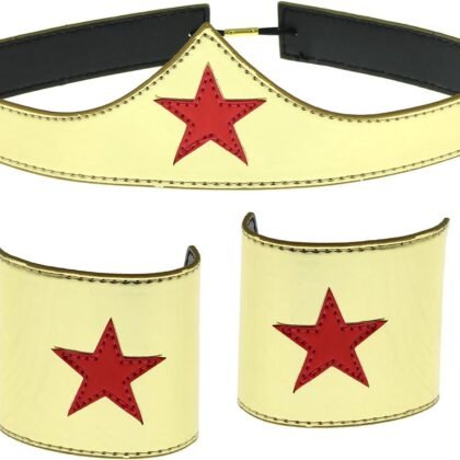 Wonder Woman Cuff and Tiara Adult Cosplay Costume Set Gold