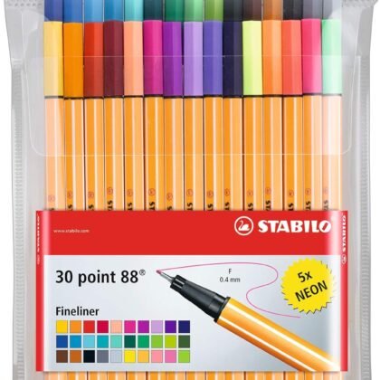 STABILO Fineliner point 88 - Wallet of 30 - Assorted colors with 5 neon colors