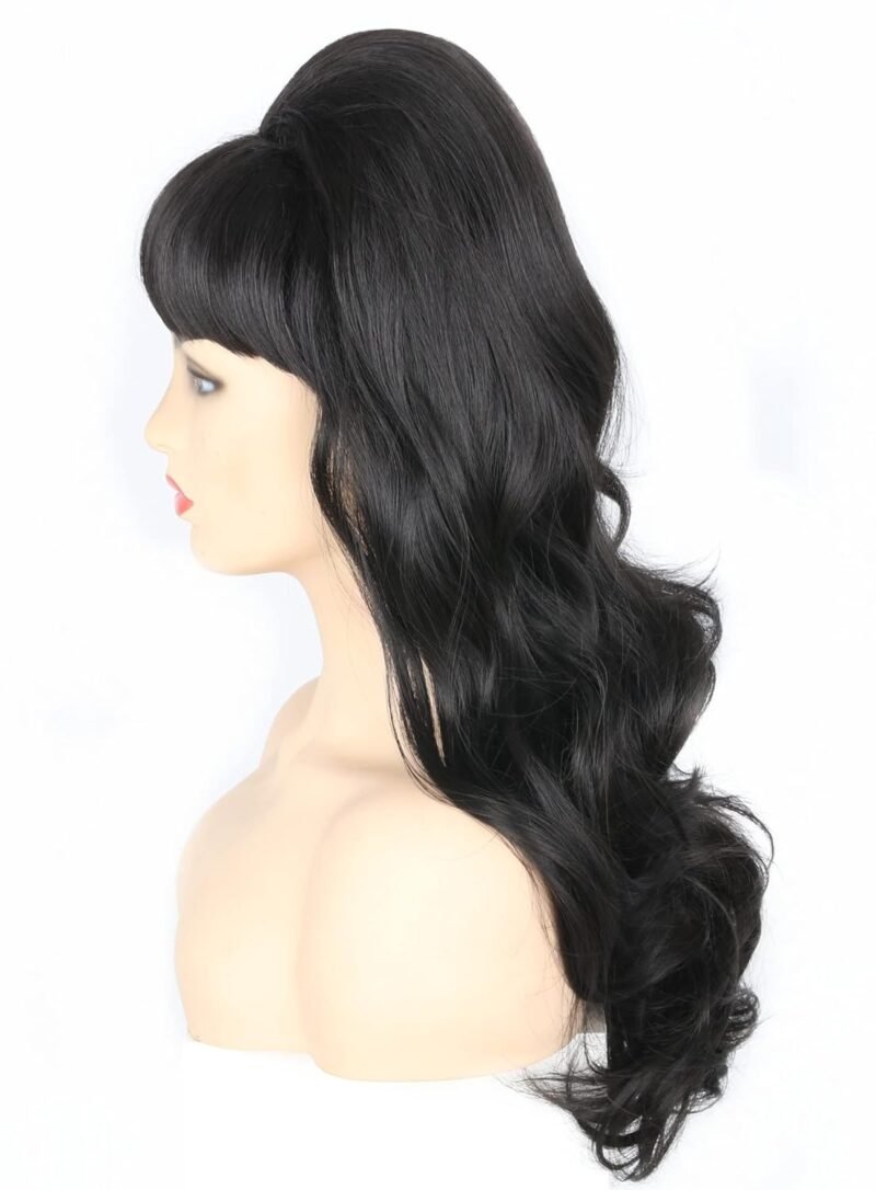 Topcosplay Women Wigs Black Beehive Wigs Bouffant Wig Long Wavy Halloween 60s 70s Costume Party Wig - Image 4