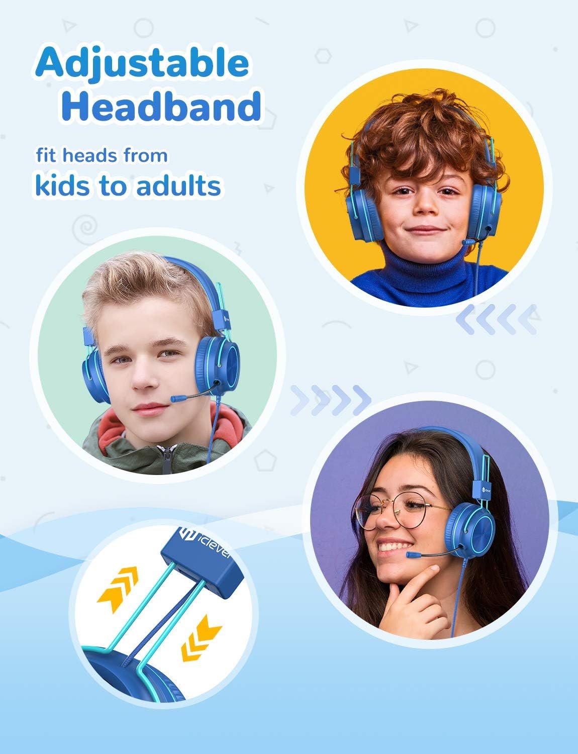 iClever HS21 Kids Headphones with Microphone for Virtual School- Rotatable Extendable Mic - 94 dB Volume-Safe Headphones for Kids, Wired Foldable Kid Gaming Headset for PS4/Xbox One/Switch/PC/Tablet - Image 4