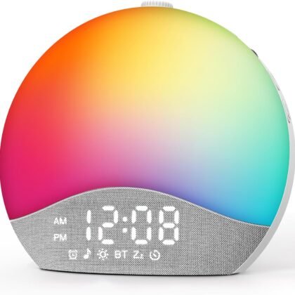 Sunrise Alarm Clock Sound Machine, Upgraded Backlit Buttons, 26 Soothing Sounds, White Noise Machine Night Light, Bluetooth Speaker Wake Up Light for Bedroom, Heavy Sleeper, Adults, Kids