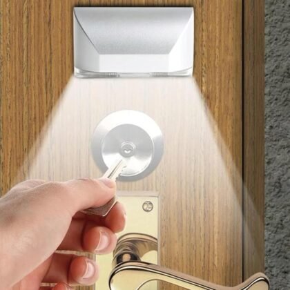 Home Keyhole Light by Battery Operated Auto Sensor Motion Detector Light with 4 LED lamp for Key Hole/Door Lock Kitchen Hallway Stairway (Silver)