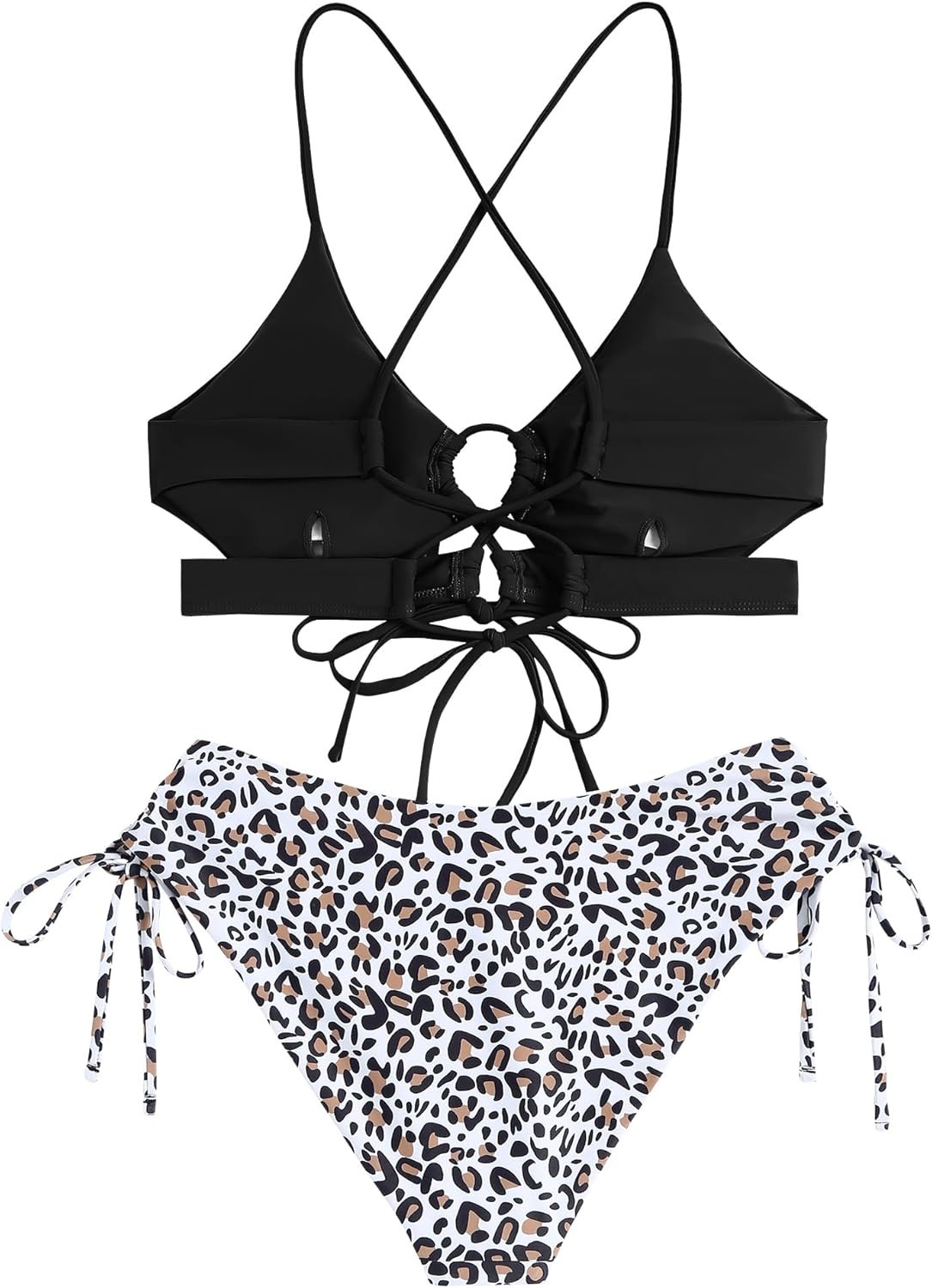 ZAFUL Women's Cheeky Bikini Set 2 Piece Sexy String High Cut Swimsuits Lace Up Tie Side Bathing Suits 2025 - Image 3