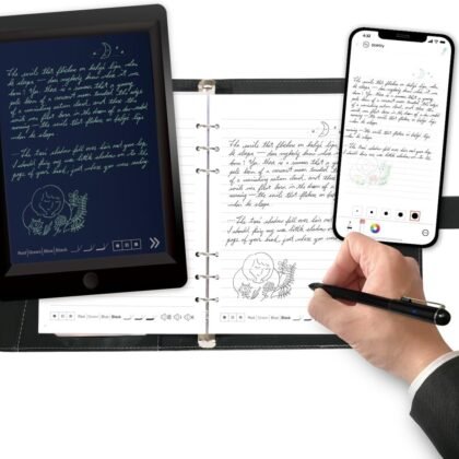 Digital Smart Pen Notebook and Writing Board Set, Real-time Sync for Digitizing, Convert to Text,Storing, and Sharing Paper Notes, Compatible with Smartphone (Android and iOS)
