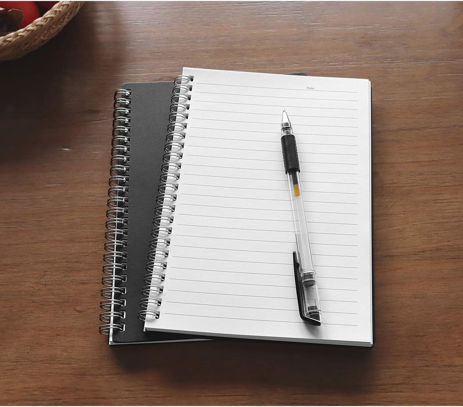 ZZTX Sprial Notebook Kraft Soft Cover College Ruled Notebooks, Wirebound Memo Diary Notebook Planner, 140 Pages/ 70 Sheets, 8 x 6 inch, 1 Pack (Black) - Image 4