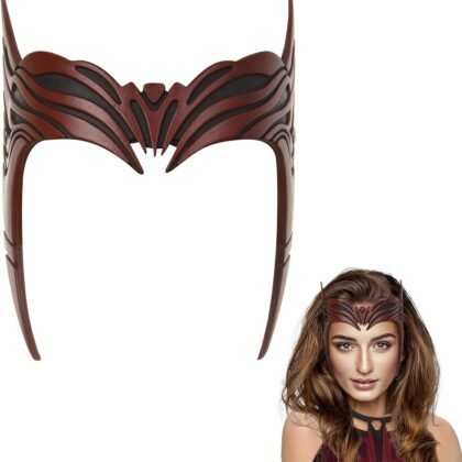 CoserWorld Wanda Mask Headpiece, Latex Scarlet Red Witch Crown for Cosplay Halloween Costume Masquerade Props
