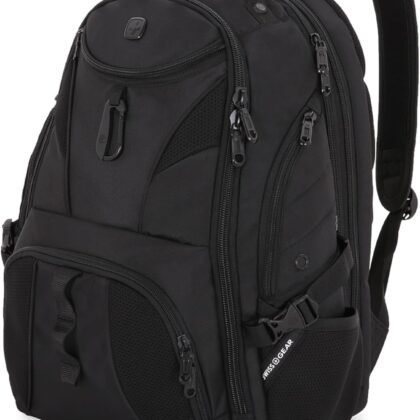 SwissGear 1900 Scansmart TSA 17 Laptop Backpack, Black/Black, 19-Inch