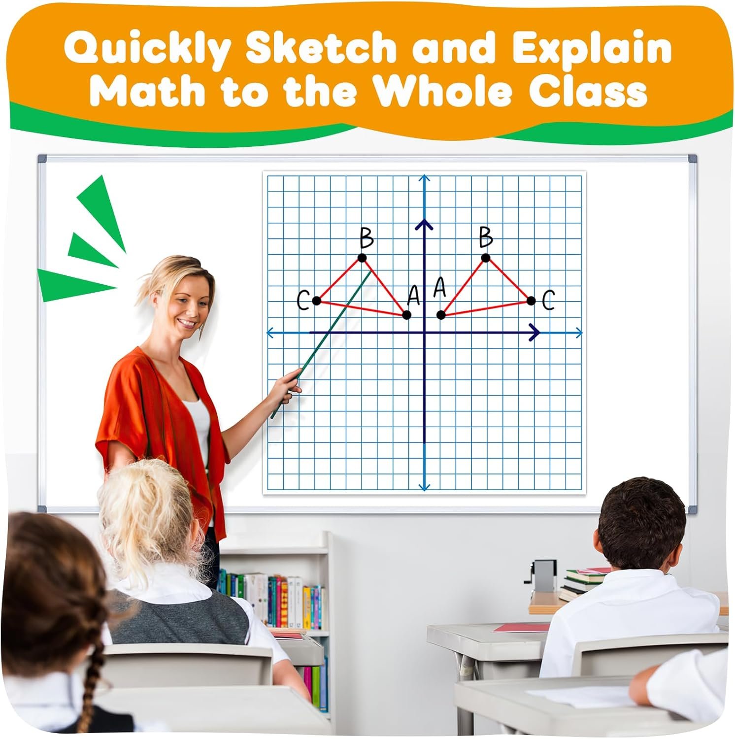 Giant Magnetic XY Coordinate Graph Grid Paper,Dry Erase Chart Paper for Whiteboard Homeschool Teacher Must Haves,Math Classroom Teaching Supplies Math Manipulatives - Image 2