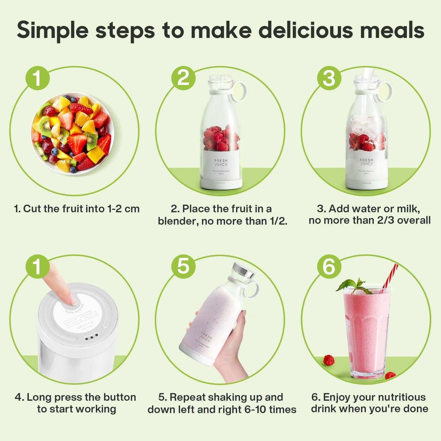 MIAOKE Portable Blender,Fashion Portable Blender for Shakes and Smoothies 11.8 Oz,Magnetic USB Fast Charging Mini Mixer Bottle,Take It for Traveling, Outdoor, Gym, Office, Cars, Gift -WH - Image 7