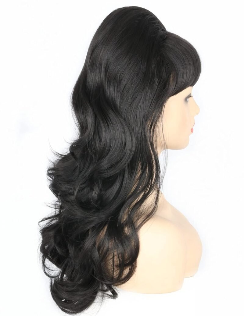 Topcosplay Women Wigs Black Beehive Wigs Bouffant Wig Long Wavy Halloween 60s 70s Costume Party Wig - Image 3